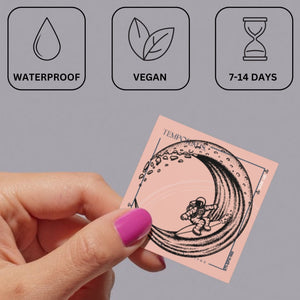Dotwork Astronaut Surfer Temporary Tattoo - 3 | Temporalis