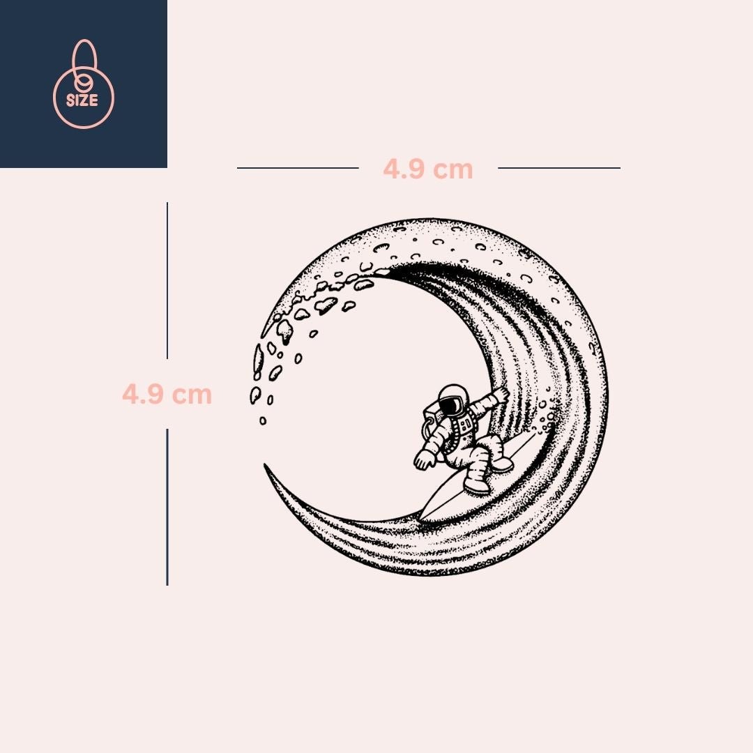 Dotwork Astronaut Surfer Temporary Tattoo - 4 | Temporalis
