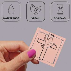 Dove and cross temporary tattoo, fine line - 3 | Temporalis