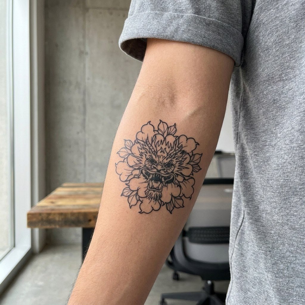 Dragon Peony Tattoo - 1 | Temporalis