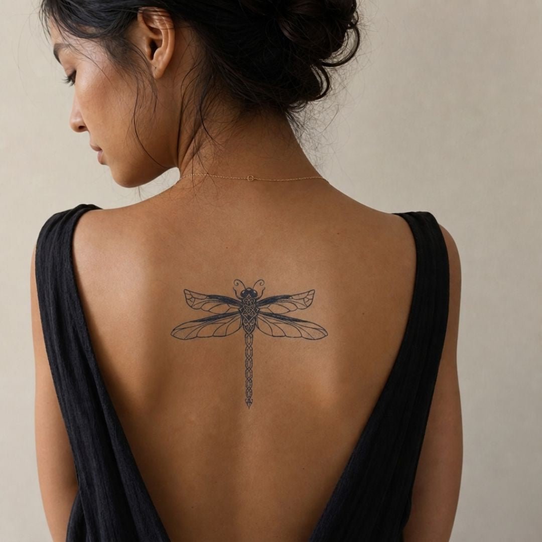 Dragonfly temporary tattoo, fine line - 1 | Temporalis