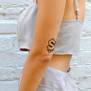 Dripping dollar sign temporary tattoo - 1 | Temporalis