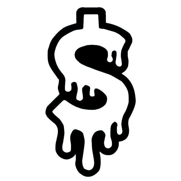 Dripping dollar sign temporary tattoo - 2 | Temporalis