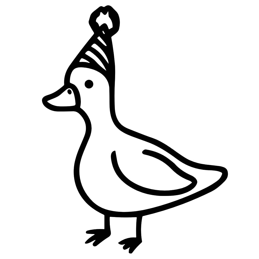 Duck with Party Hat Temporary Tattoo - 2 | Temporalis