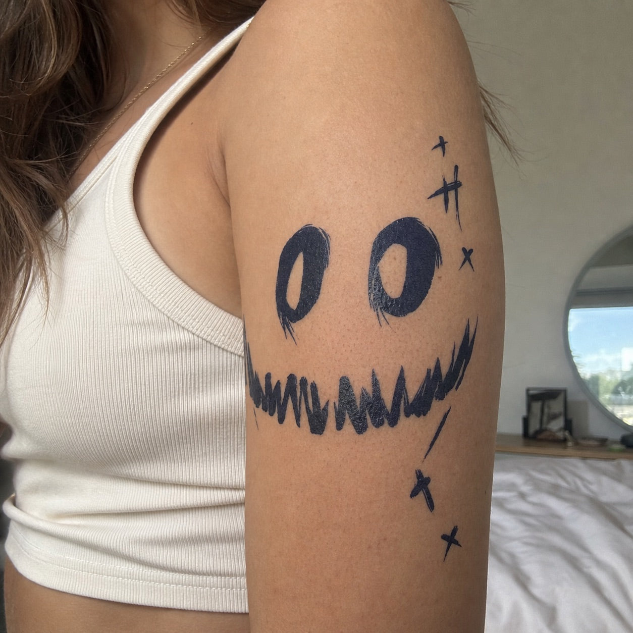 Evil Smile Face Tattoo - 1 | Temporalis