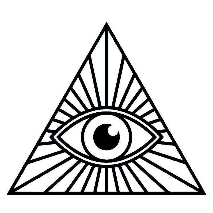 Eye of Providence in triangle temporary tattoo with rays - 2 | Temporalis