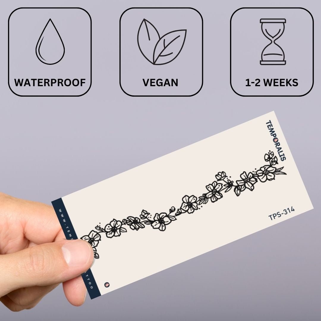 Fine line floral garland temporary tattoo - 3 | Temporalis