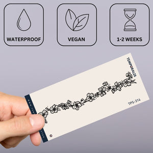 Fine line floral garland temporary tattoo - 3 | Temporalis