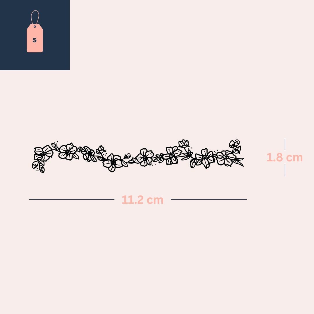 Fine line floral garland temporary tattoo - 4 | Temporalis