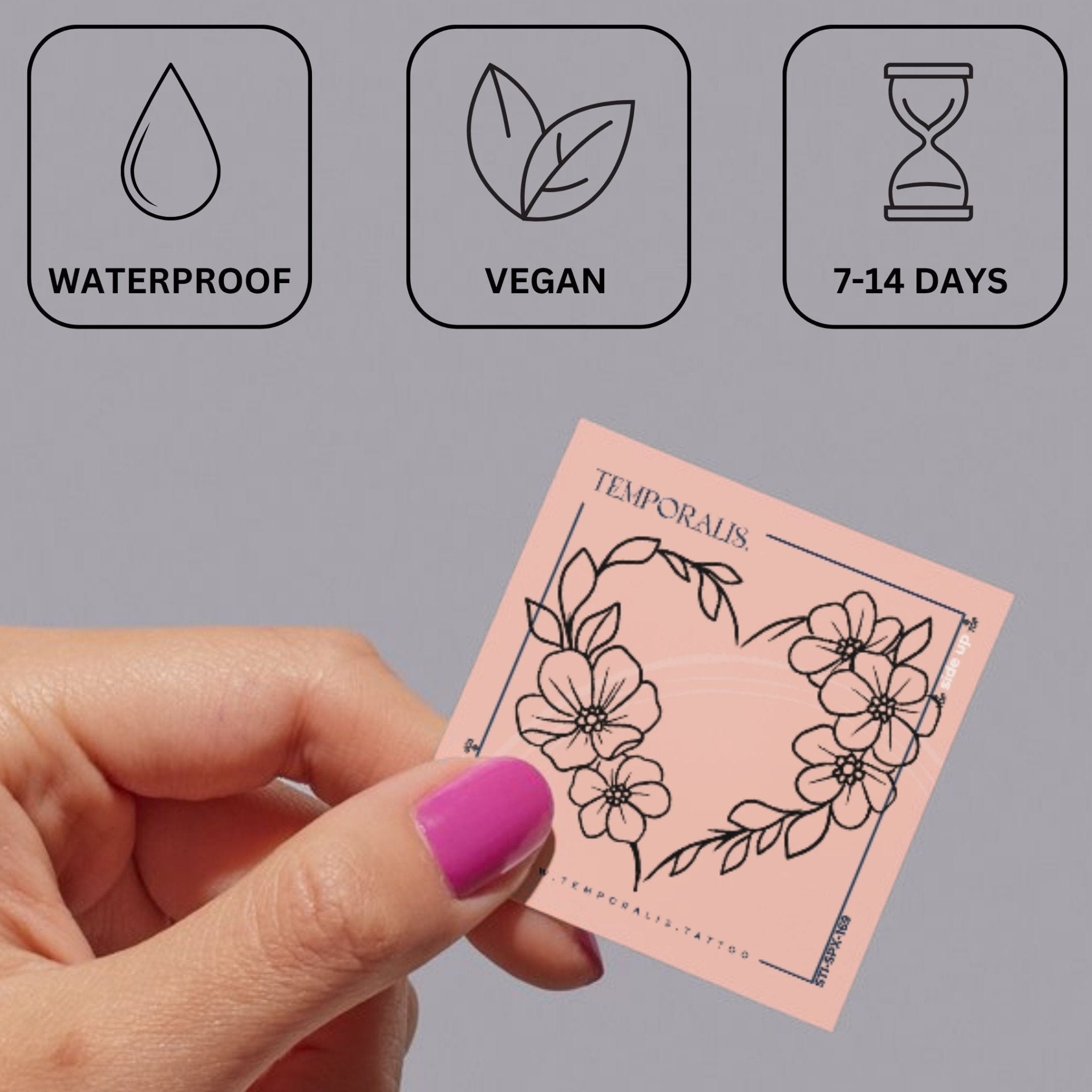 Fine line floral heart outline temporary tattoo - 3 | Temporalis