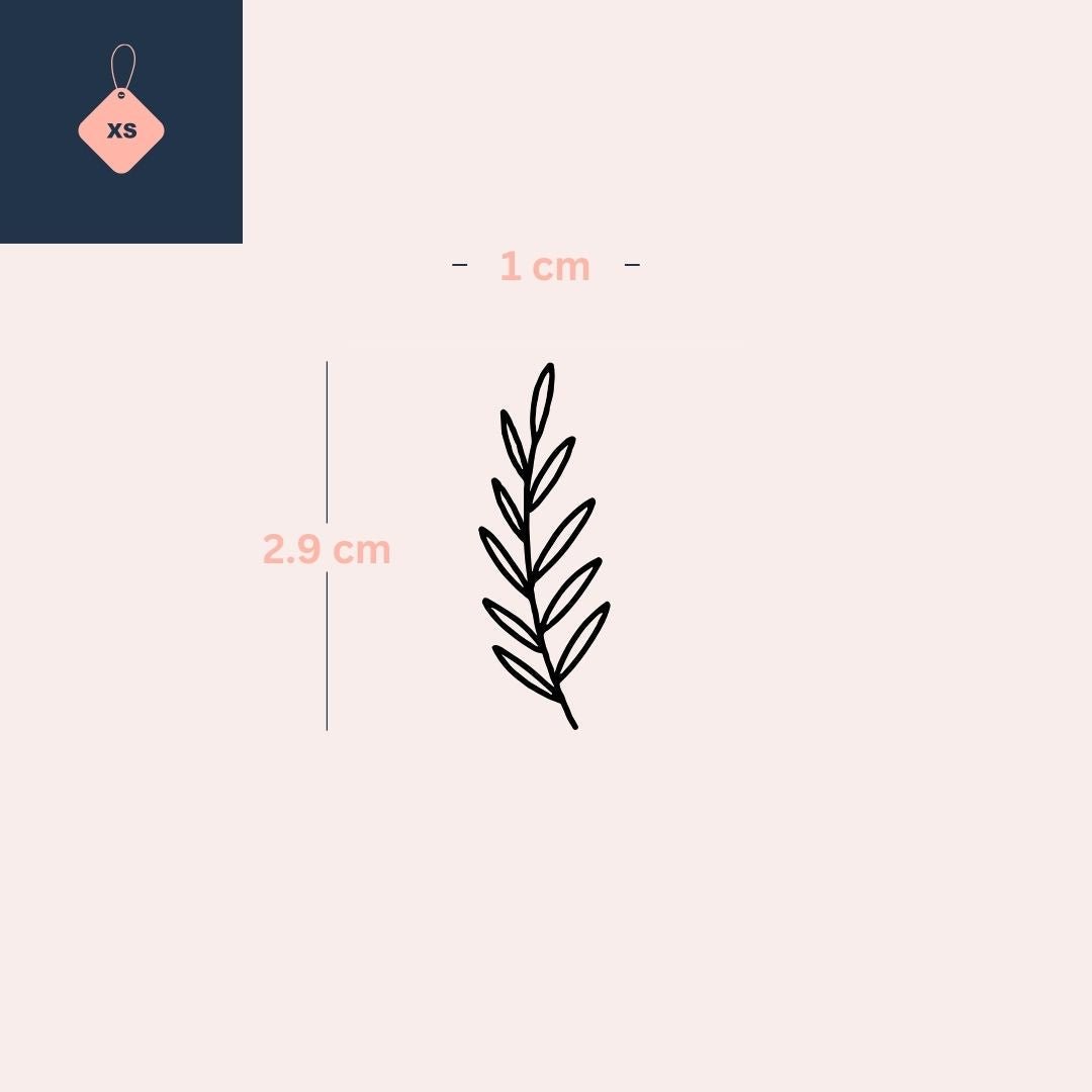 Fine line leafy branch temporary tattoo - 4 | Temporalis