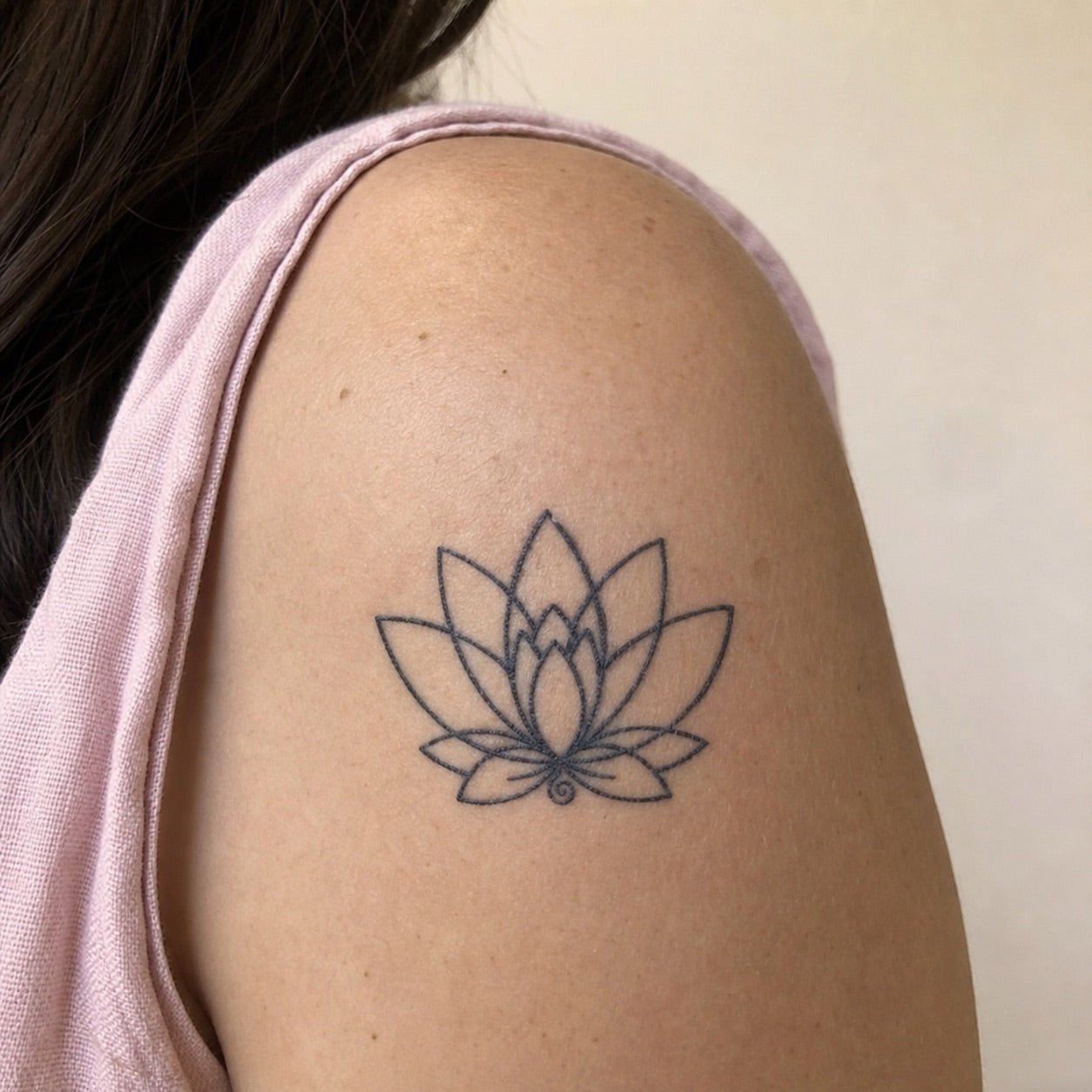 Fine line lotus flower temporary tattoo - 1 | Temporalis