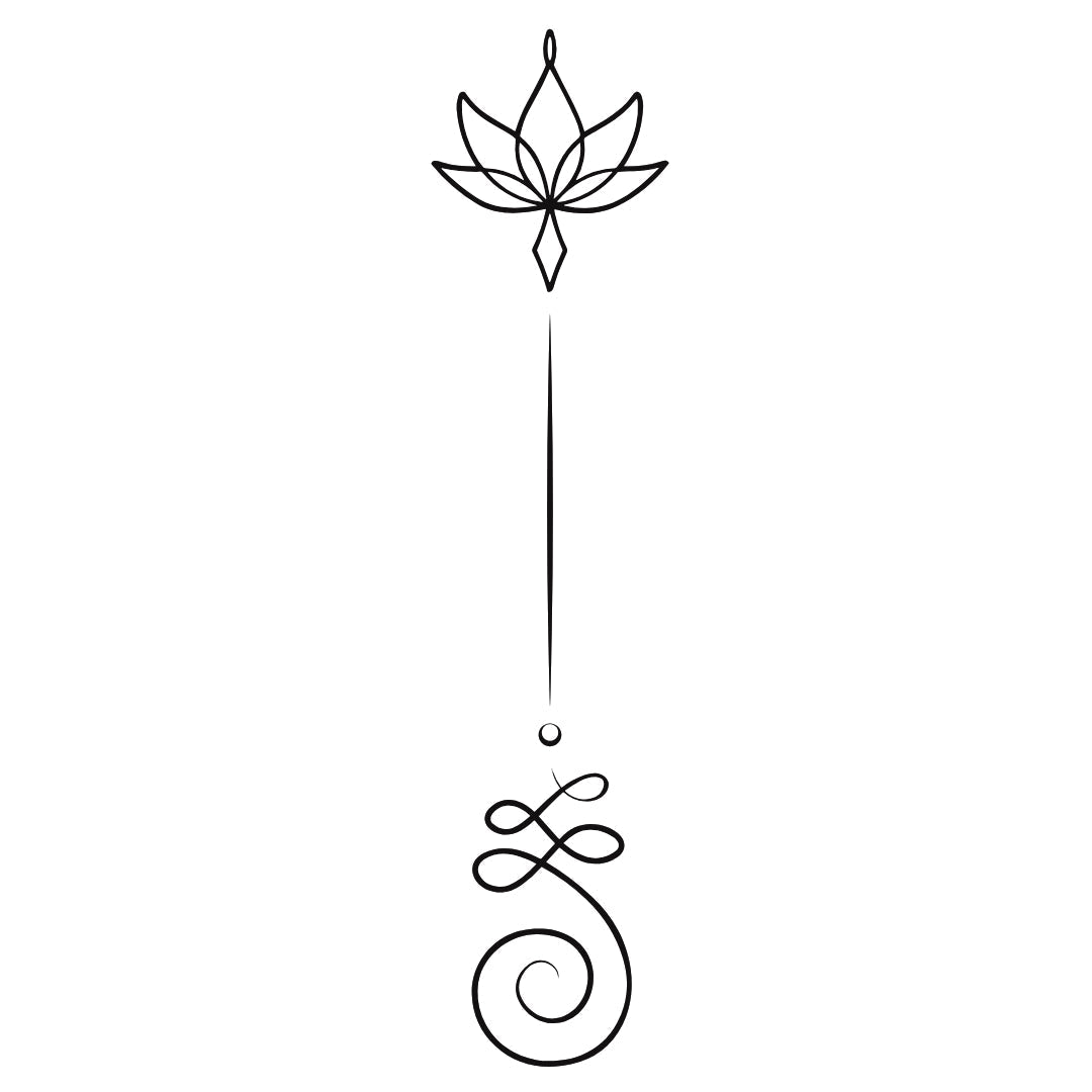 Fine Line Lotus & Ornament Temporary Tattoo - 2 | Temporalis