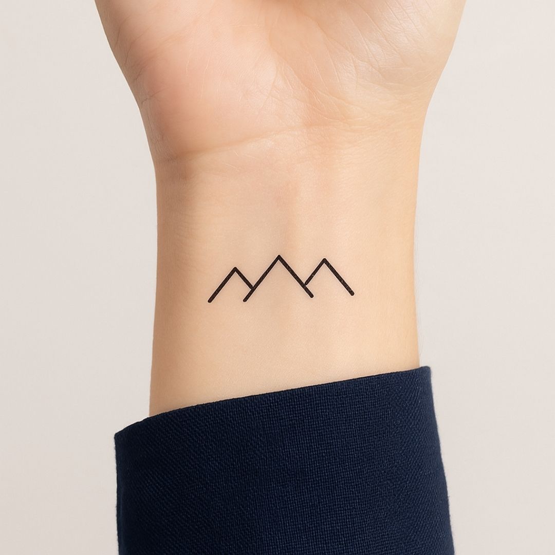 Fine line mountain range temporary tattoo - 1 | Temporalis