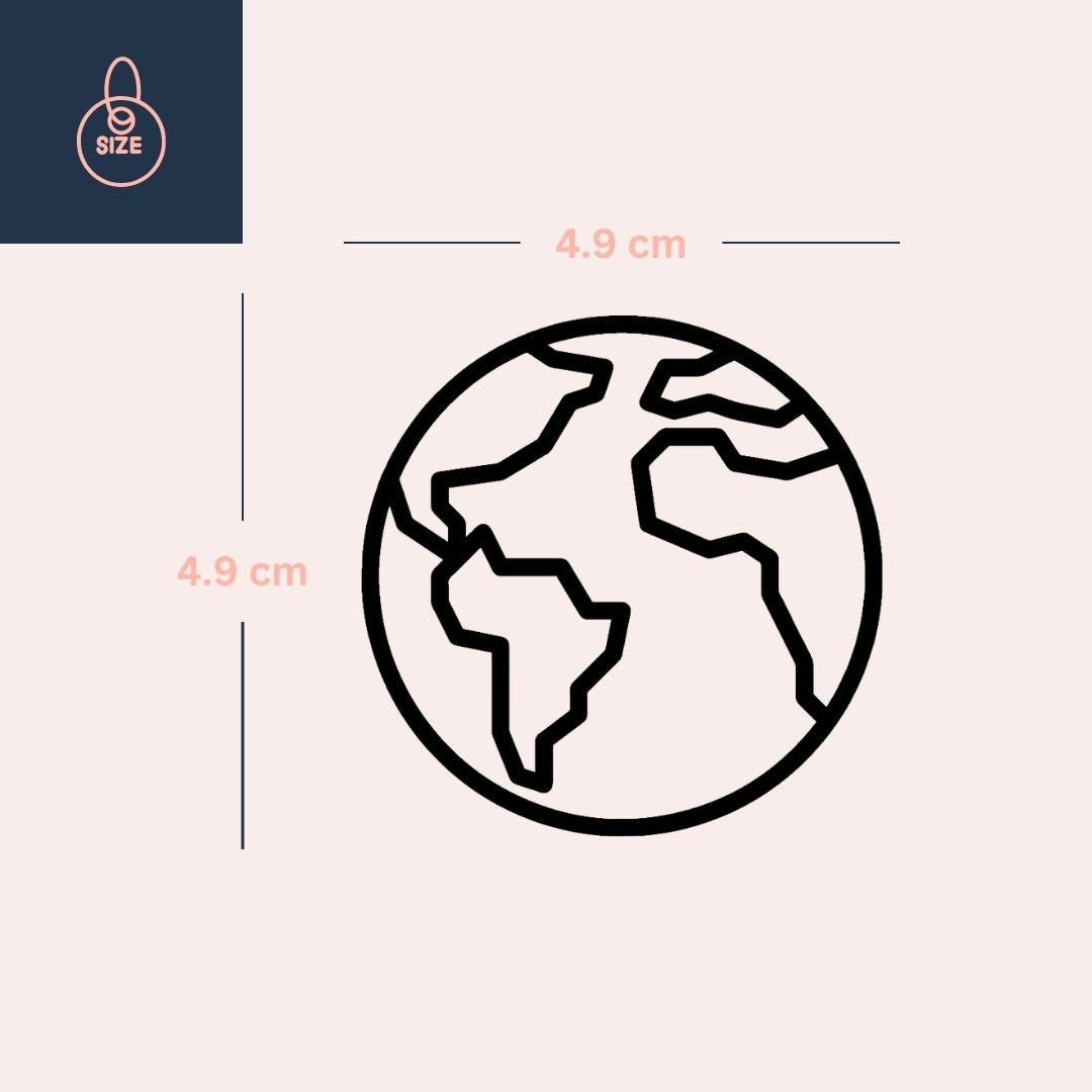 Fine Line World Globe Temporary Tattoo 3 - Temporalis