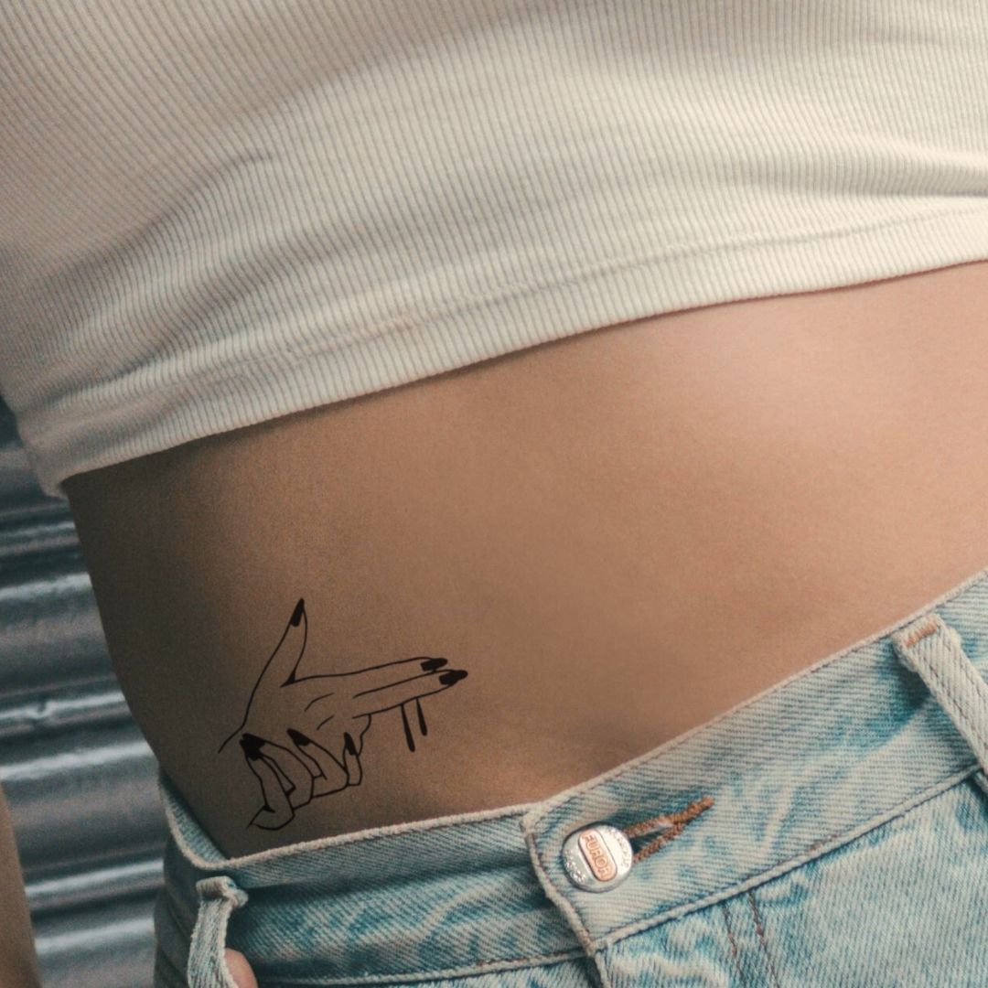 Finger gun hand temporary tattoo - 1 | Temporalis