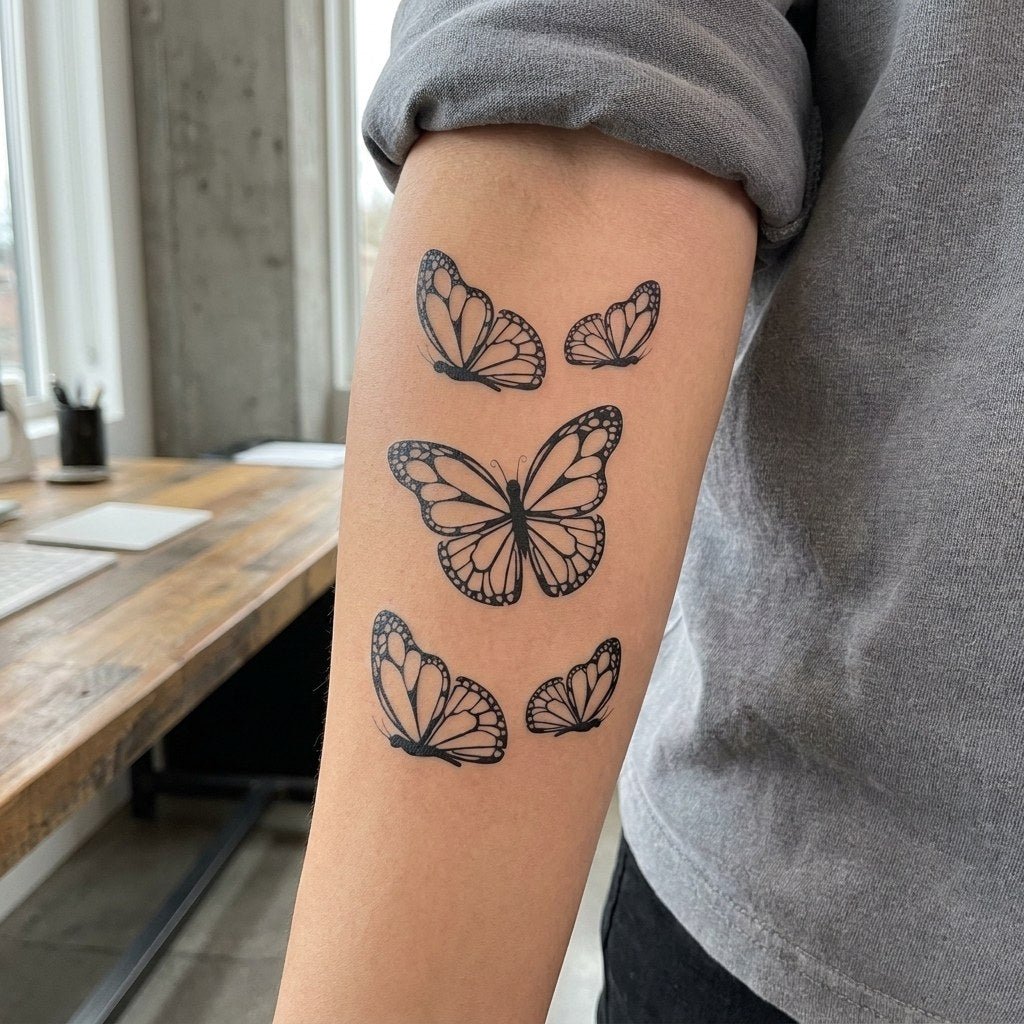 Five Butterflies Tattoo - 1 | Temporalis