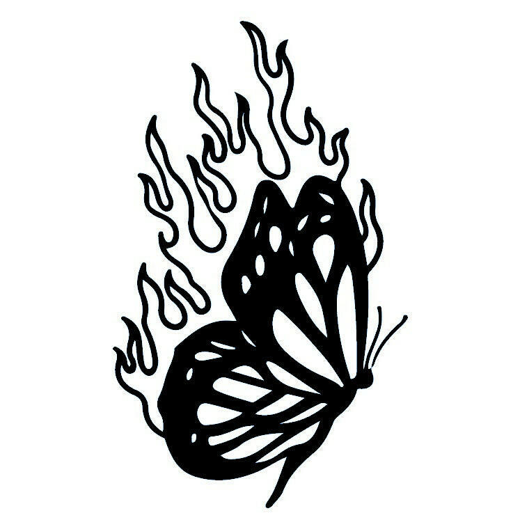 Flaming Butterfly Temporary Tattoo - 2 | Temporalis