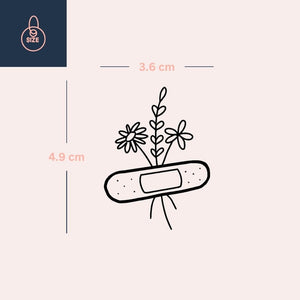 Floral Bandage Temporary Tattoo, Fine Line - 4 | Temporalis