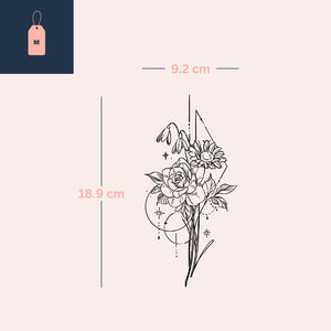 Floral bouquet with geometric shapes temporary tattoo - 4 | Temporalis