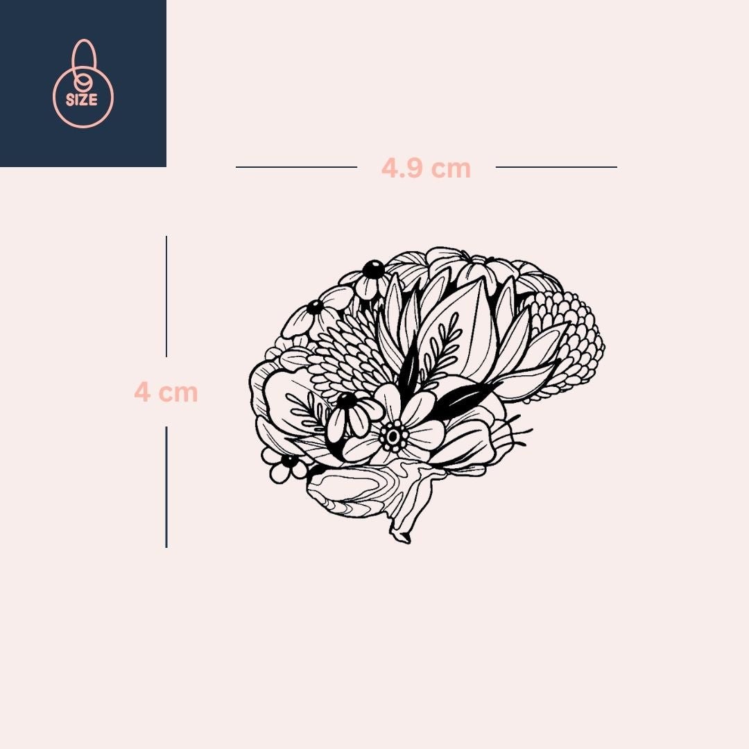 Floral Brain Temporary Tattoo - 4 | Temporalis