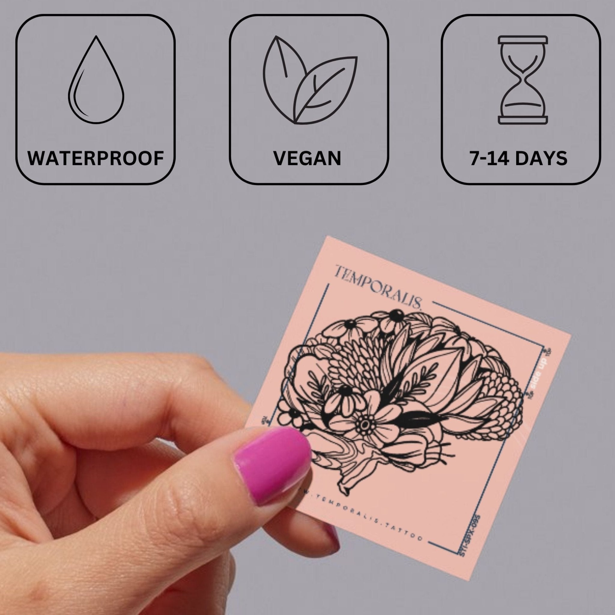 Floral Brain Temporary Tattoo - 3 | Temporalis
