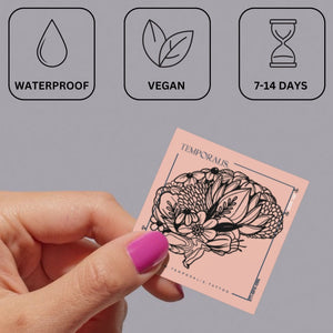 Floral Brain Temporary Tattoo 4 - Temporalis
