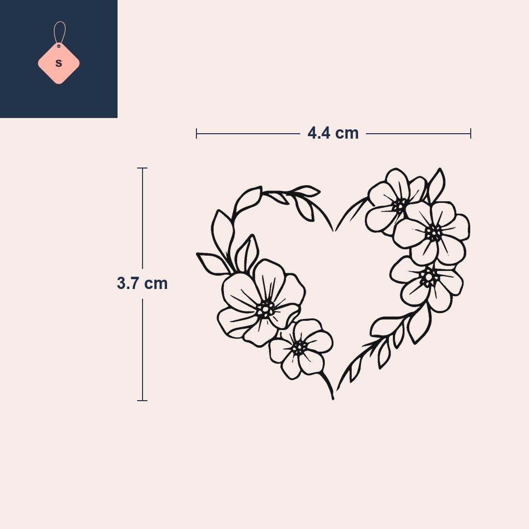 Floral Heart Outline Tattoo - 4 | Temporalis