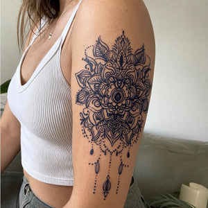 Floral Mandala with Hanging Drops Tattoo - 1 | Temporalis