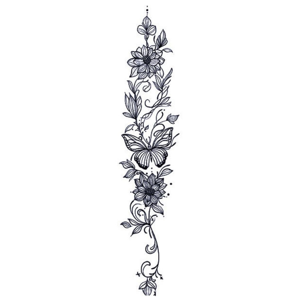 Floral Vine & Butterfly Tattoo - 2 | Temporalis