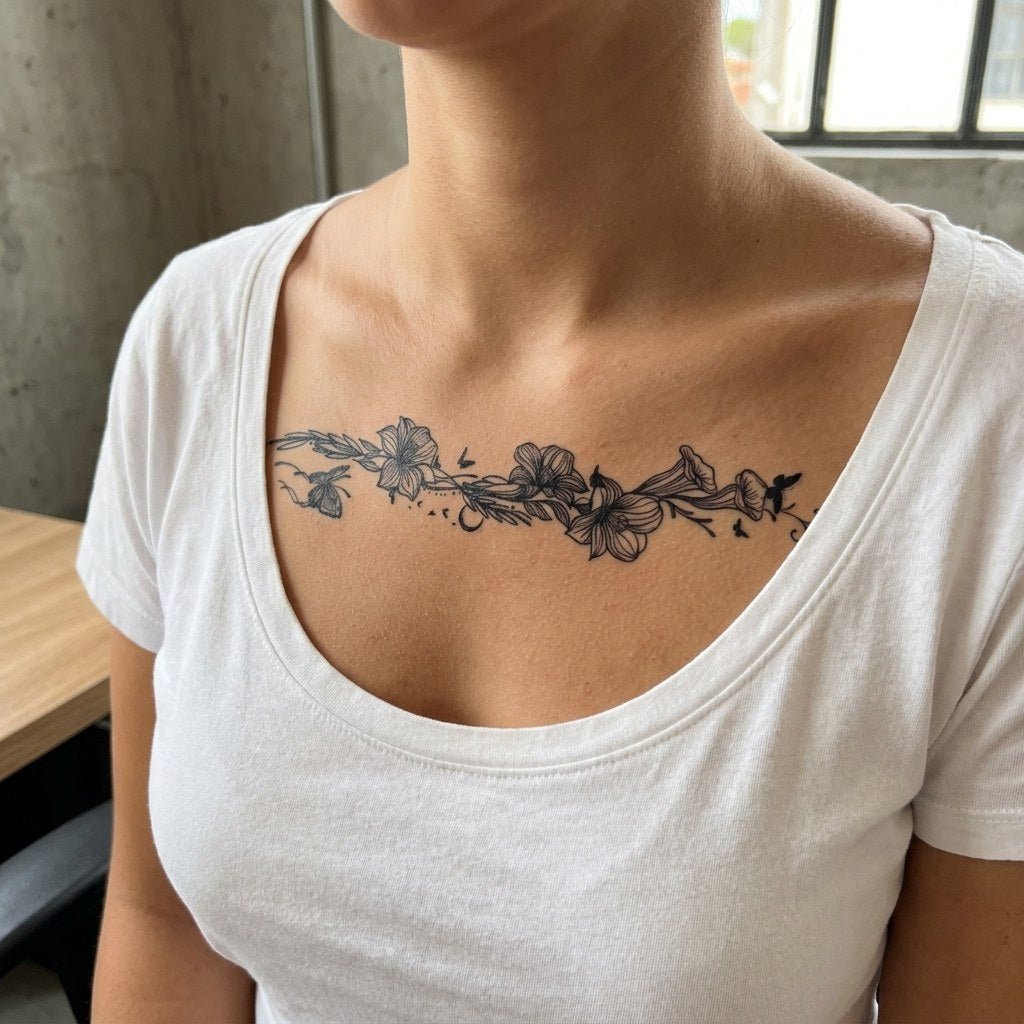 Floral Vine & Butterfly Tattoo - 1 | Temporalis