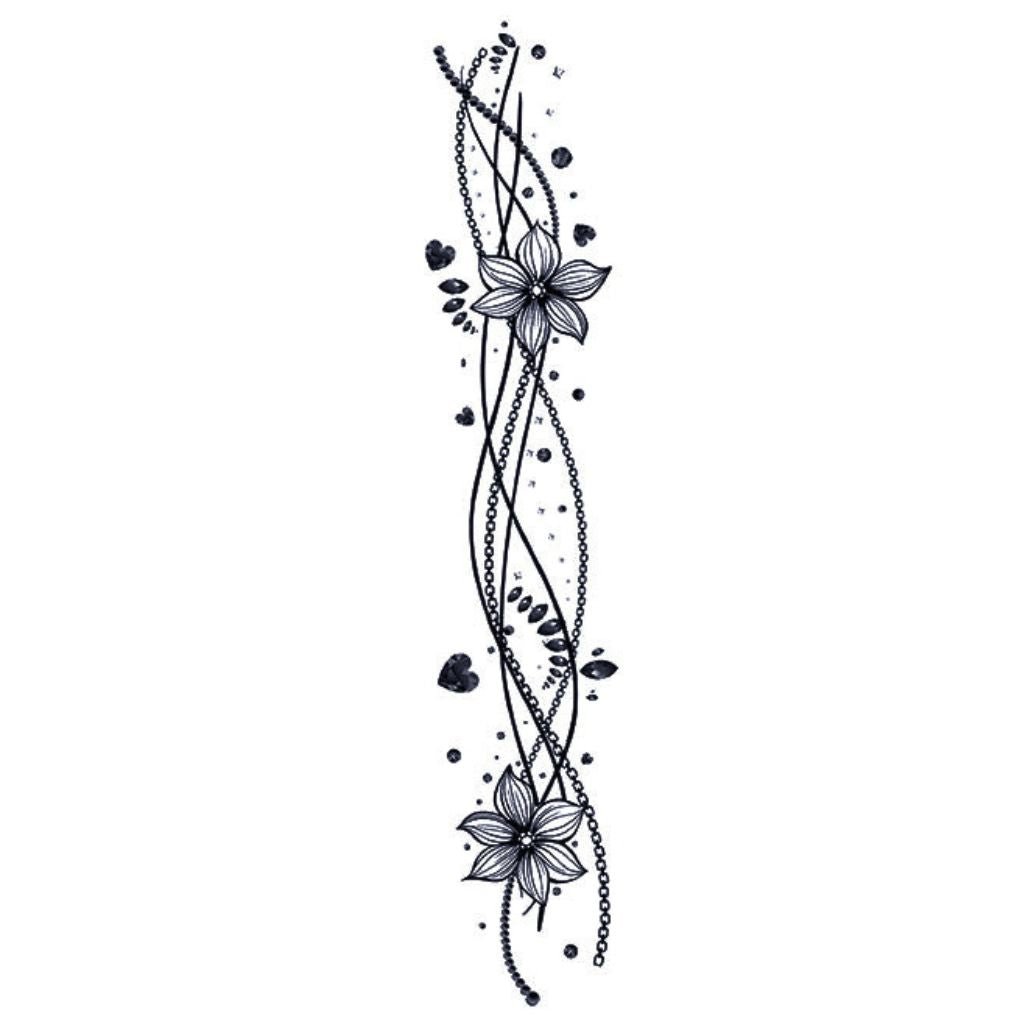Floral Wave Jewelry Tattoo - 2 | Temporalis