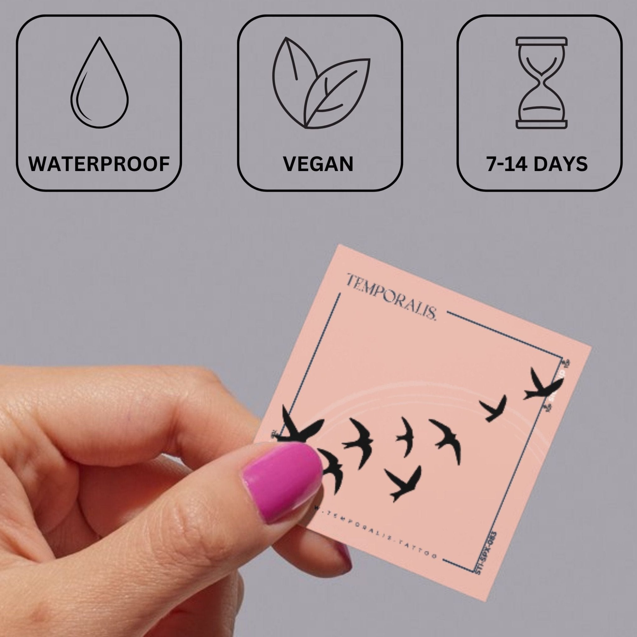 Flying Birds Silhouette Temporary Tattoo - 3 | Temporalis
