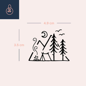 Forest campsite temporary tattoo with tent and campfire - 4 | Temporalis