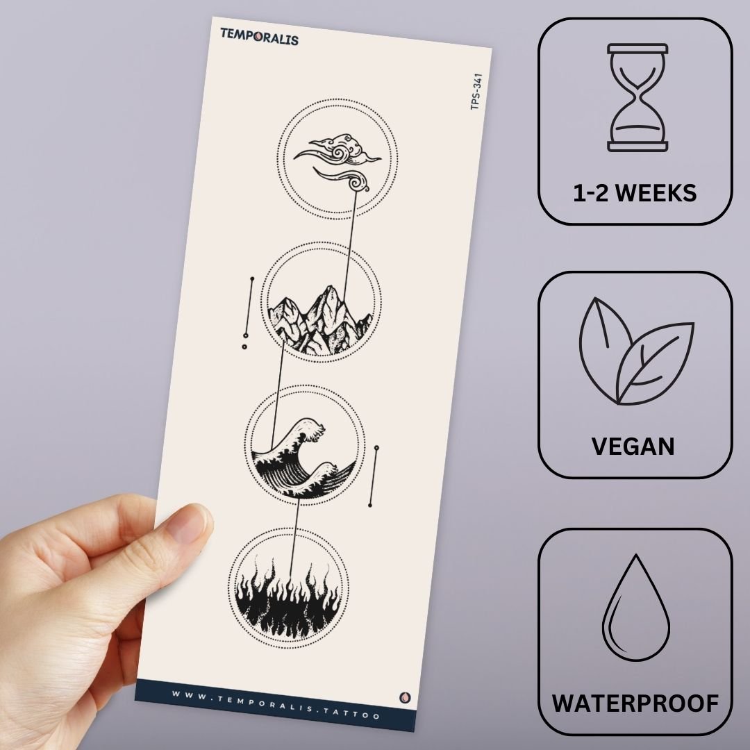 Four Elements in Circles Temporary Tattoo - 3 | Temporalis
