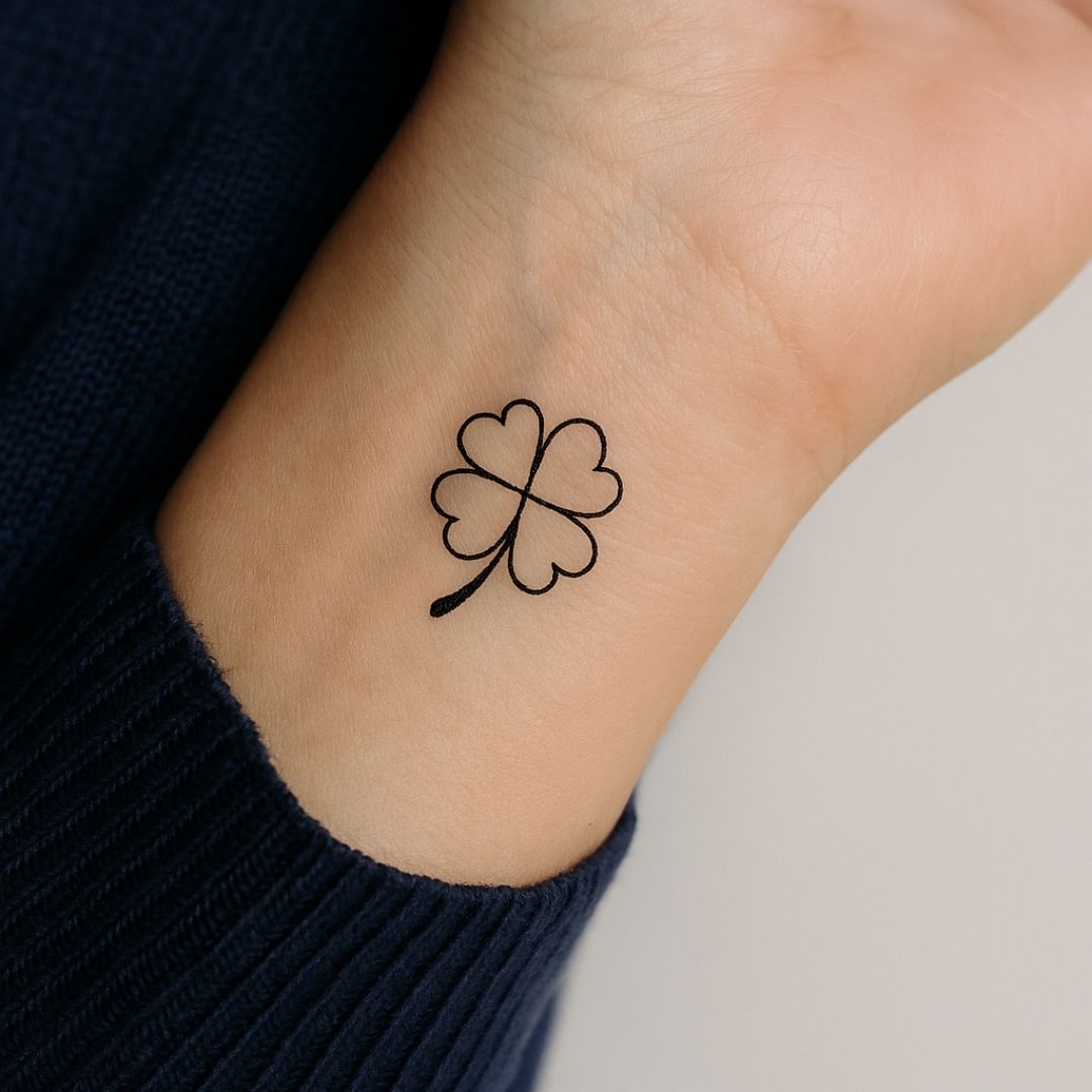 Four - leaf clover outline temporary tattoo - 1 | Temporalis