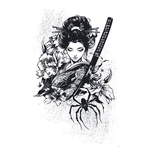 Geisha & Spider Tattoo - 2 | Temporalis