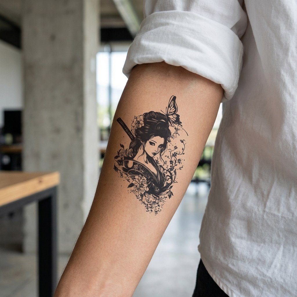 Geisha with Katana Tattoo - 1 | Temporalis