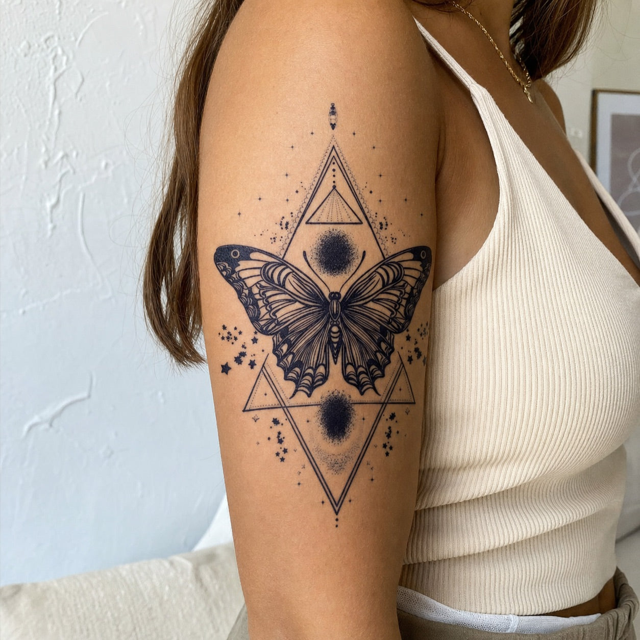 Geometric Butterfly Tattoo - 1 | Temporalis