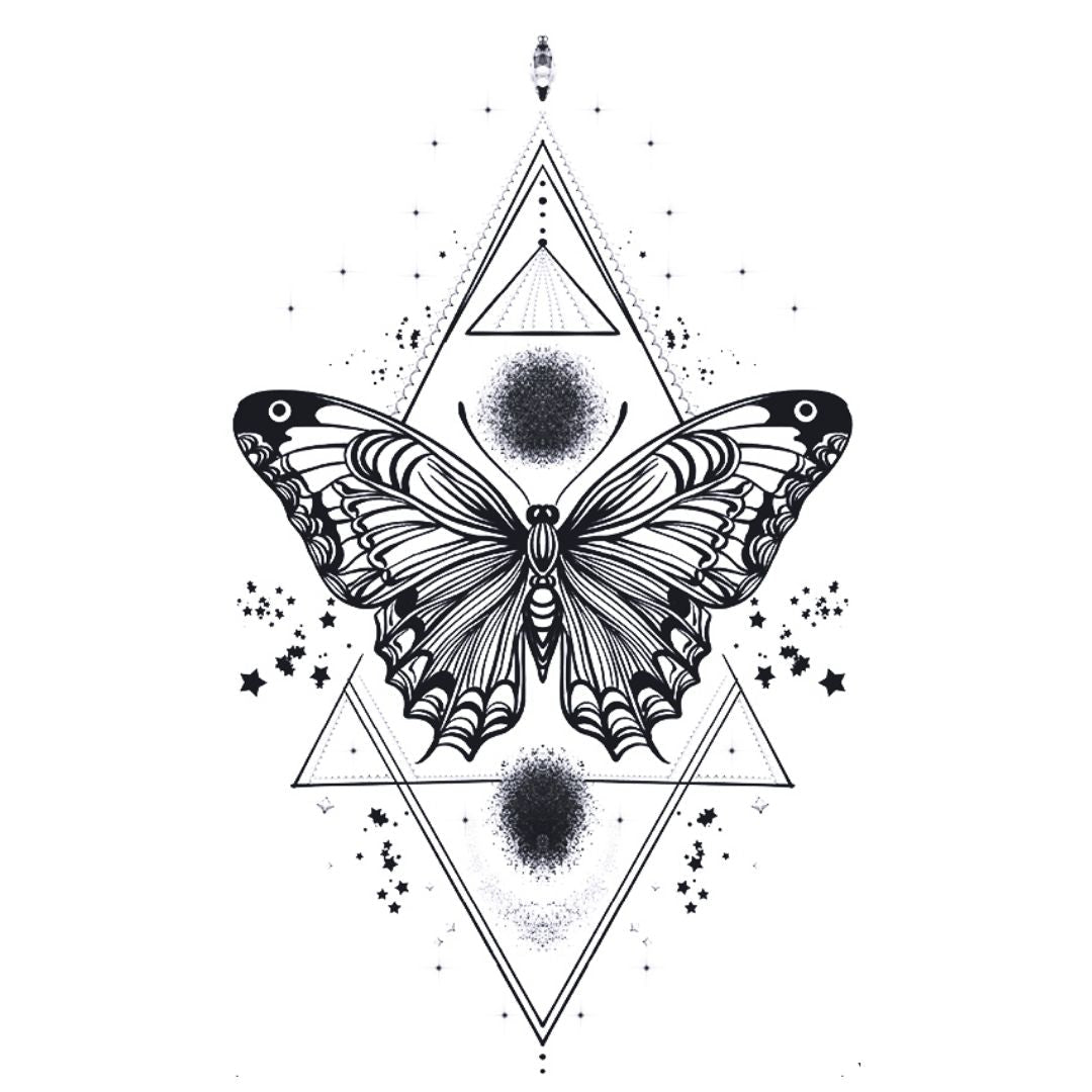Geometric Butterfly Tattoo - 2 | Temporalis