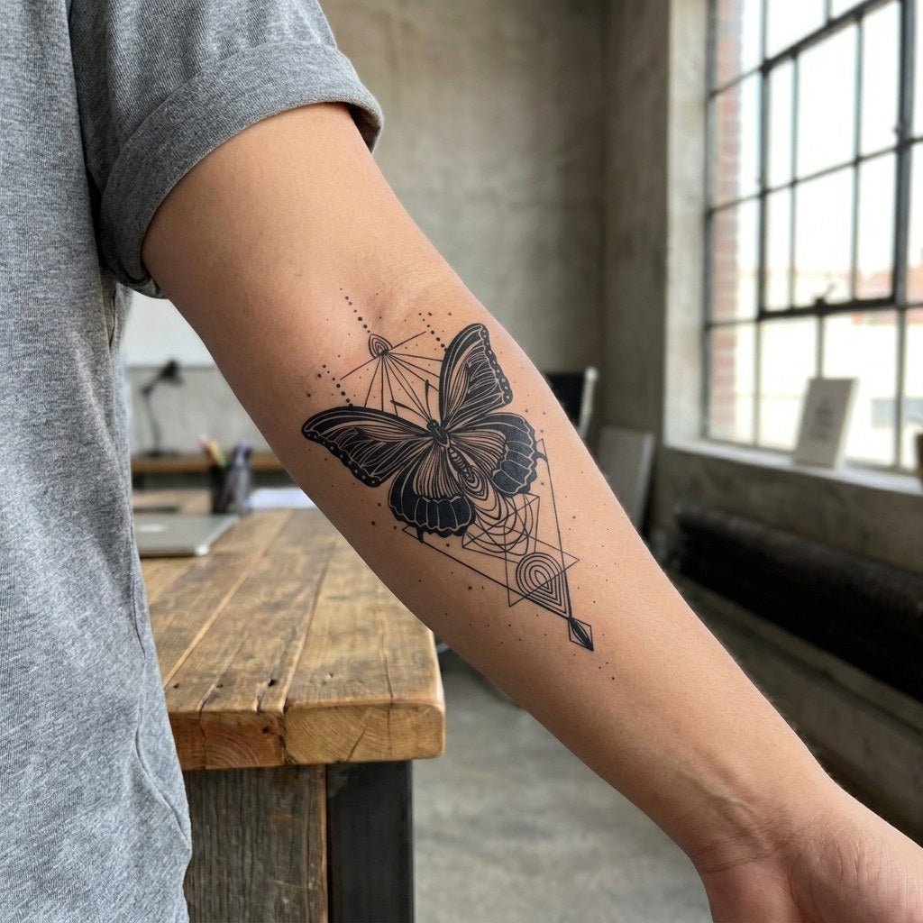 Geometric Butterfly Tattoo - 1 | Temporalis