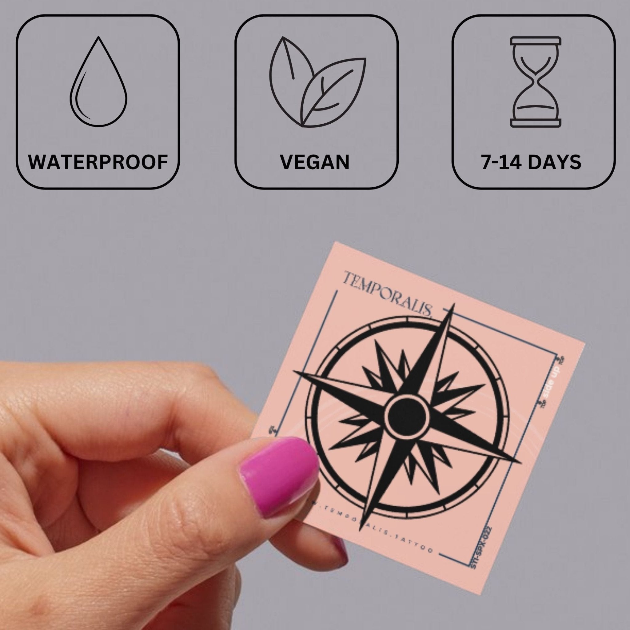 Geometric Compass Rose Temporary Tattoo - 3 | Temporalis