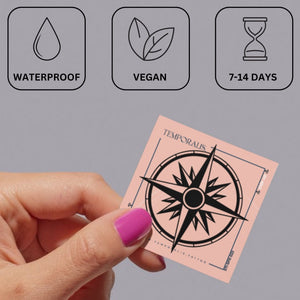 Geometric Compass Rose Temporary Tattoo - 3 | Temporalis