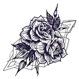 Geometric rose temporary tattoo with buds - 2 | Temporalis