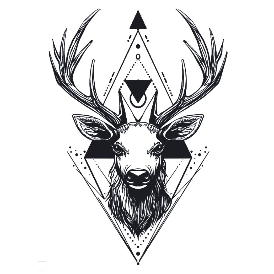 Geometric Stag Head Tattoo - 1 | Temporalis