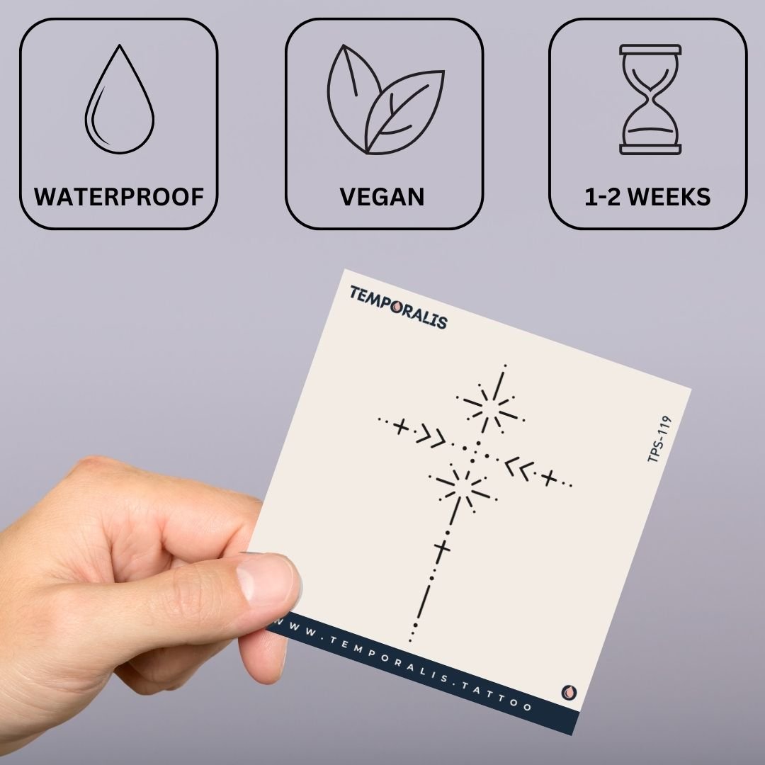 Geometryczny Krzyż Gwiazd 3 - Temporalis® - Tatuaż tymczasowy