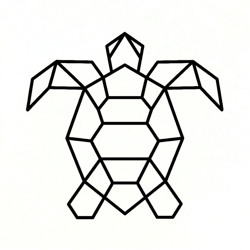 Geometric turtle temporary tattoo - 2 | Temporalis