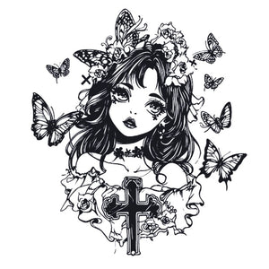 Gothic Girl With Butterflies Tattoo - 2 | Temporalis