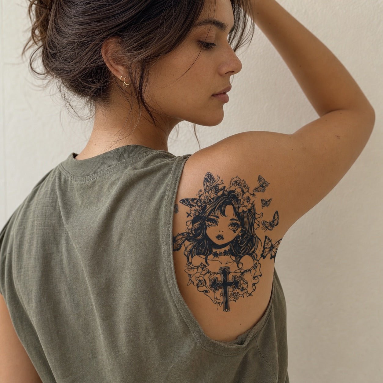 Gothic Girl With Butterflies Tattoo - 1 | Temporalis