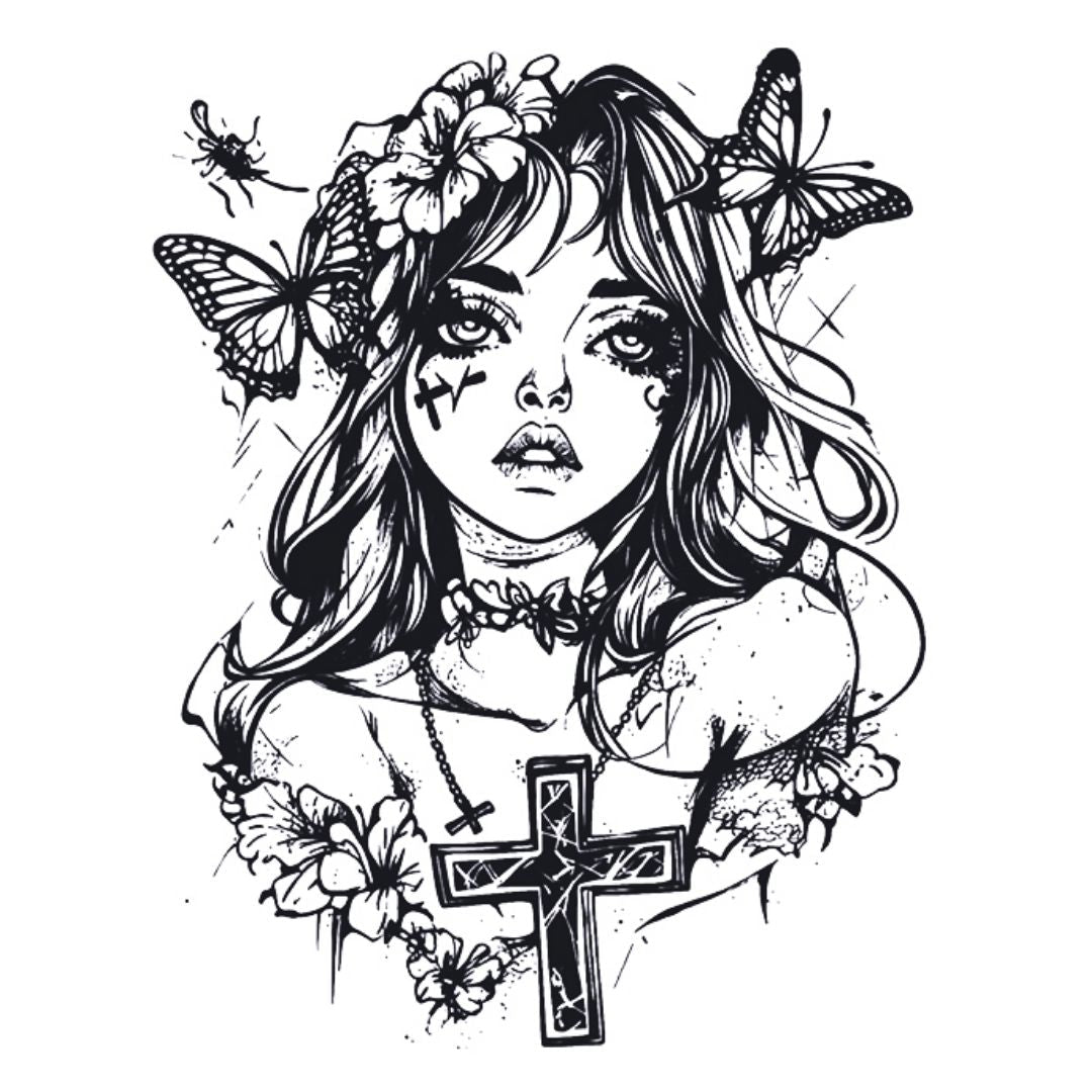 Gothic Girl with Cross Tattoo - 2 | Temporalis